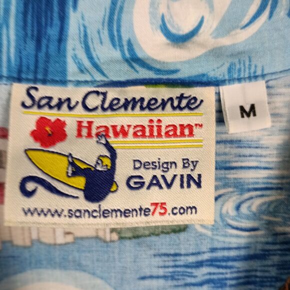 San Clemente City Hawaiian Shirt Youth Medium Blue Designs by Gavin - Picture 2 of 9